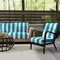 Blue Stain Resistant Performance Pet Friendly Stripe Print Upholstery Fabric by The Yard - SKU: Aruba Azure
